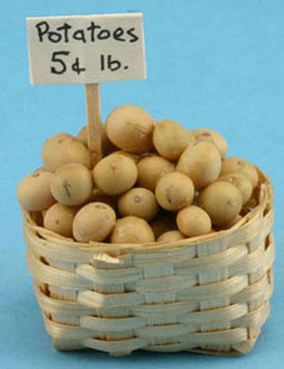 Dollhouse Miniature Basket Of Potatoes